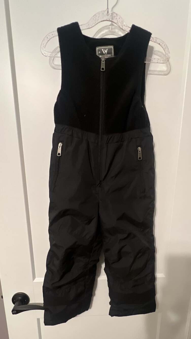 White Sierra Snow Bib Size 4T Black Fleece Top Ski Pants Overalls